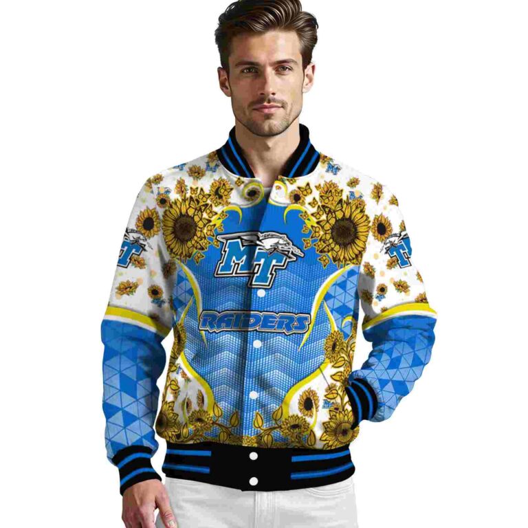middle tennessee blue raiders sunflower bloom blue yellow jacket high quality