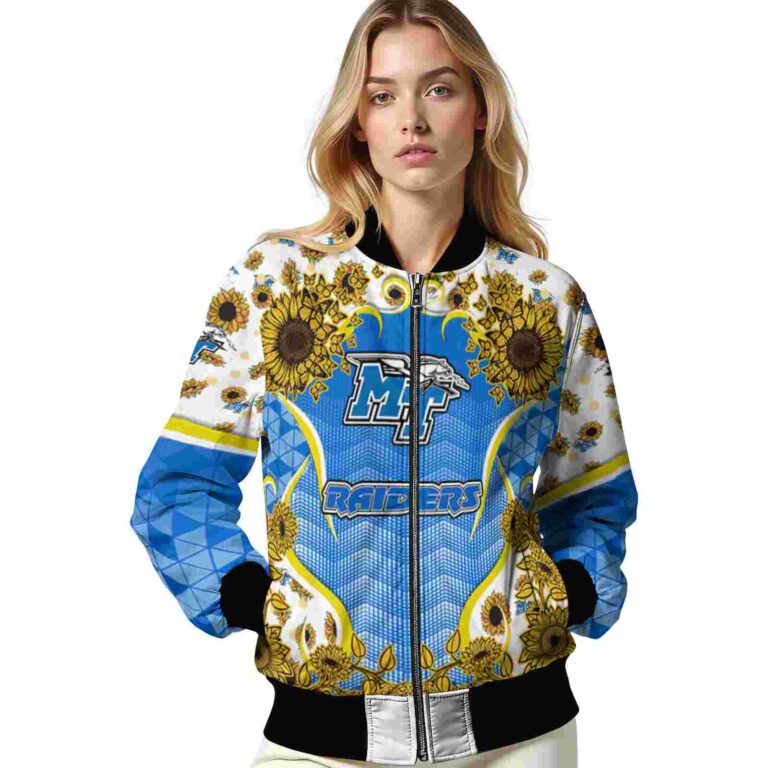 middle tennessee blue raiders sunflower bloom blue yellow jacket latest model