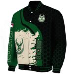 milwaukee bucks hexagonal pattern green black jacket best selling
