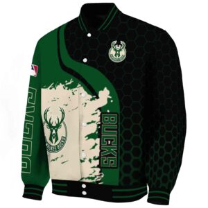 milwaukee bucks hexagonal pattern green black jacket best selling
