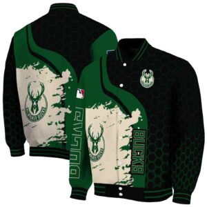 milwaukee bucks hexagonal pattern green black jacket fashion forward