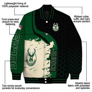 milwaukee bucks hexagonal pattern green black jacket new arrival