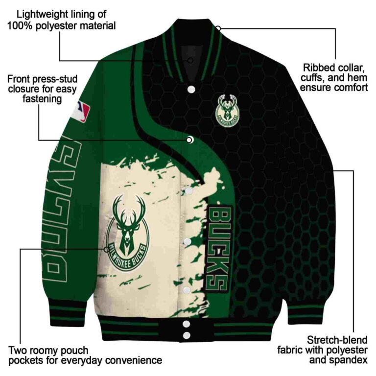 milwaukee bucks hexagonal pattern green black jacket new arrival