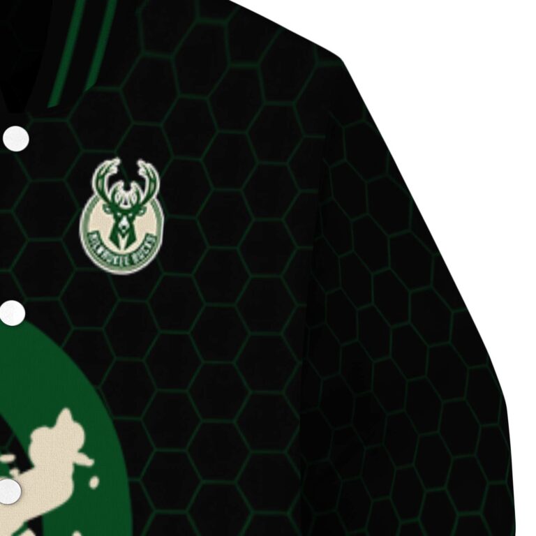 milwaukee bucks hexagonal pattern green black jacket premium grade