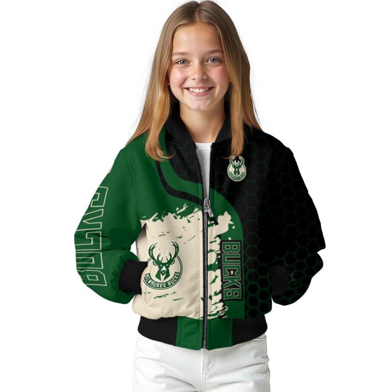 milwaukee bucks hexagonal pattern green black jacket top rated