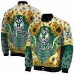 milwaukee bucks sunflower bloom green yellow jacket best selling