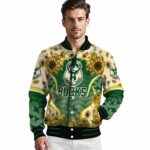 milwaukee bucks sunflower bloom green yellow jacket best selling