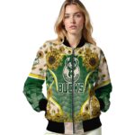milwaukee bucks sunflower bloom green yellow jacket best selling
