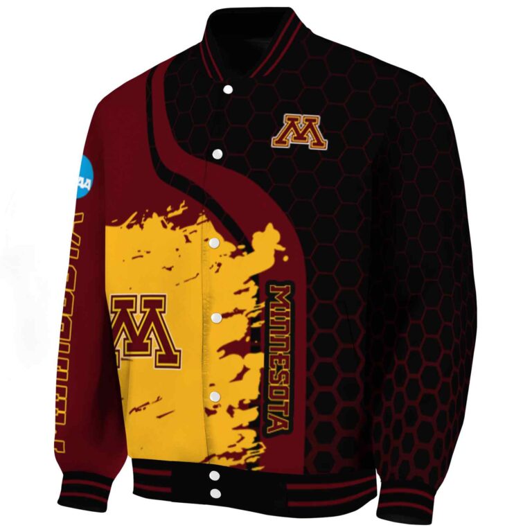 minnesota golden gophers hexagonal pattern maroon black jacket best selling