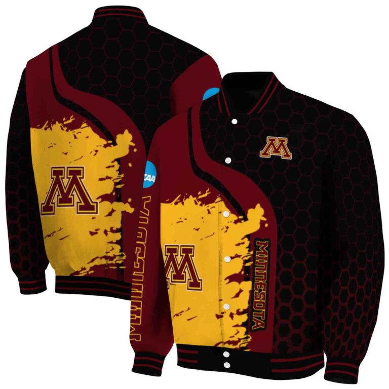 minnesota golden gophers hexagonal pattern maroon black jacket fashion forward