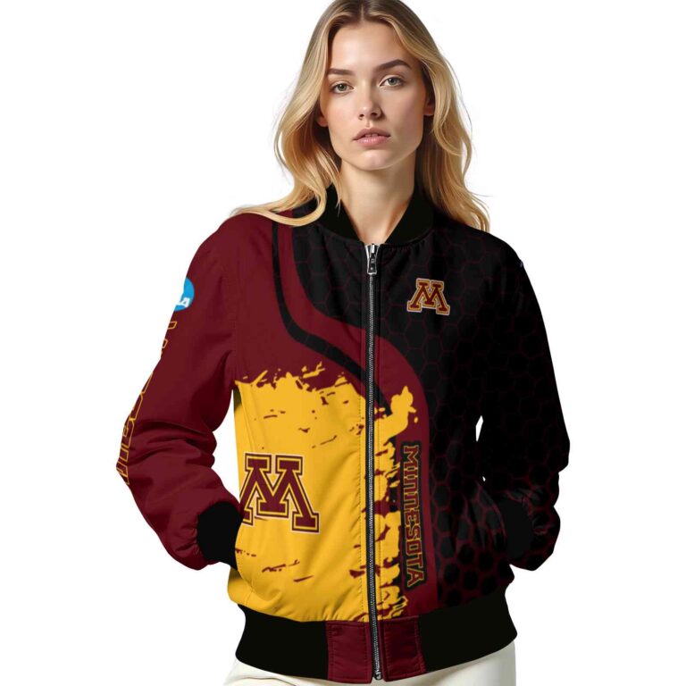 minnesota golden gophers hexagonal pattern maroon black jacket latest model