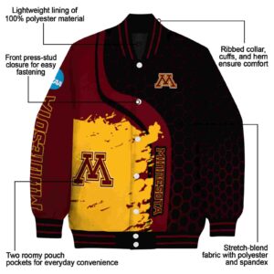 minnesota golden gophers hexagonal pattern maroon black jacket new arrival