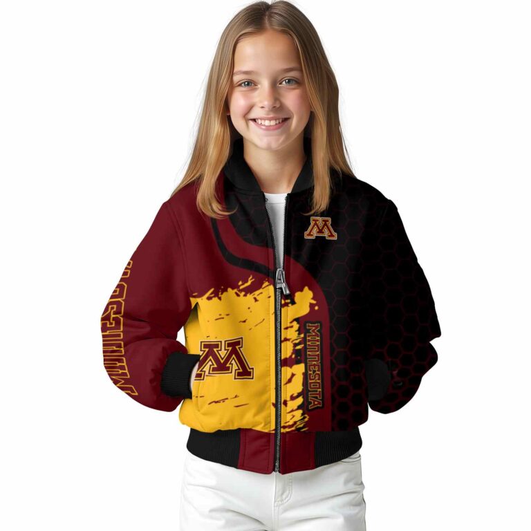 minnesota golden gophers hexagonal pattern maroon black jacket top rated