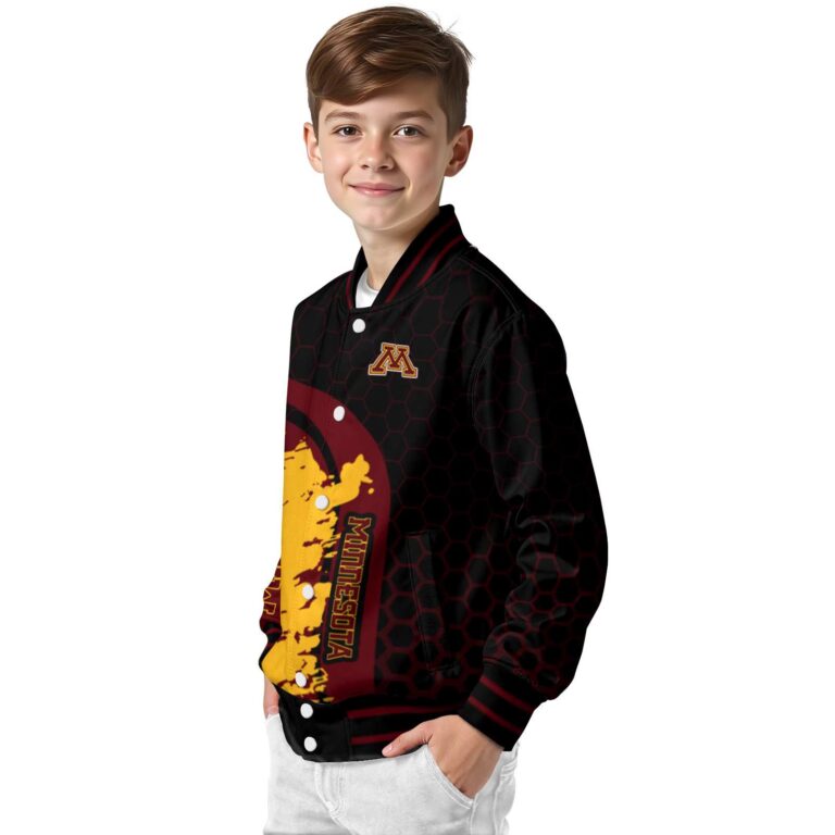 minnesota golden gophers hexagonal pattern maroon black jacket trendy