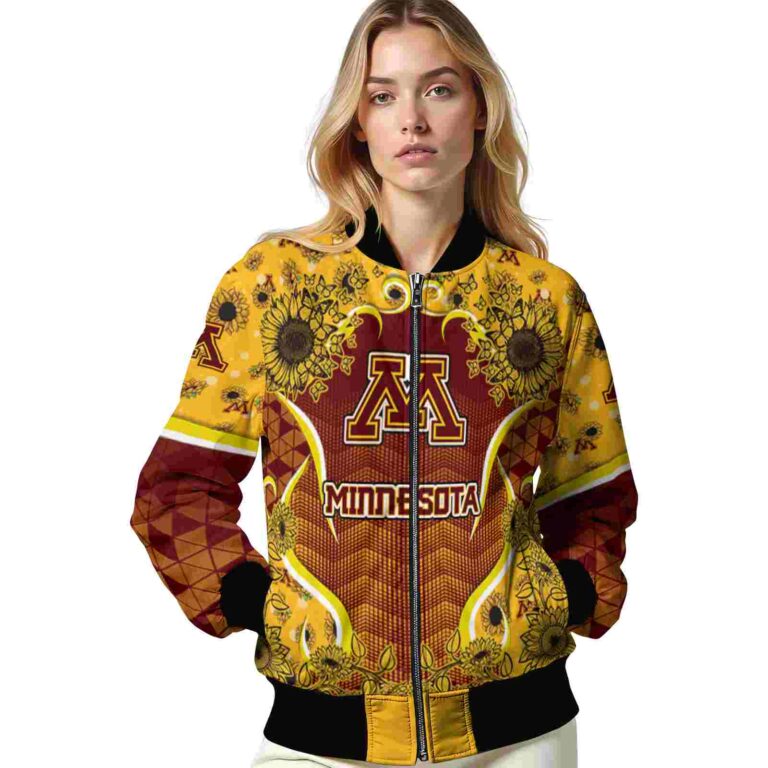 minnesota golden gophers sunflower bloom maroon yellow jacket latest model