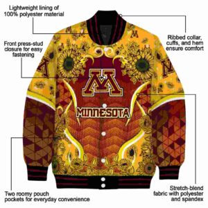 minnesota golden gophers sunflower bloom maroon yellow jacket new arrival