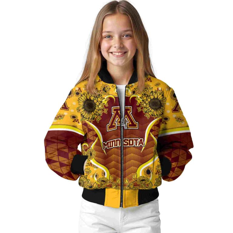 minnesota golden gophers sunflower bloom maroon yellow jacket top rated
