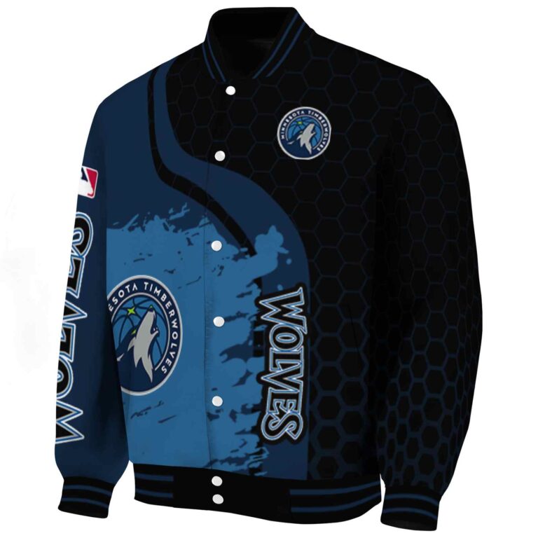 minnesota timberwolves hexagonal pattern midnight blue black jacket best selling