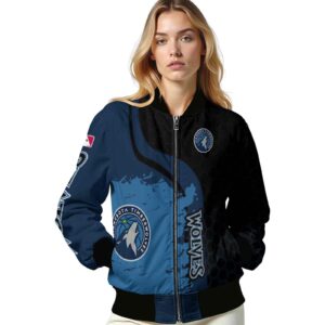 minnesota timberwolves hexagonal pattern midnight blue black jacket latest model