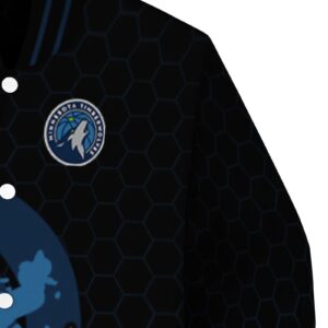 minnesota timberwolves hexagonal pattern midnight blue black jacket premium grade