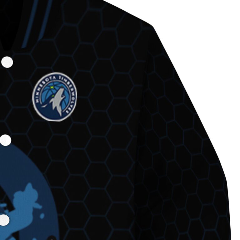 minnesota timberwolves hexagonal pattern midnight blue black jacket premium grade