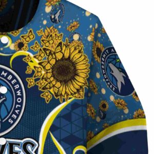 minnesota timberwolves sunflower bloom midnight blue yellow jacket premium grade