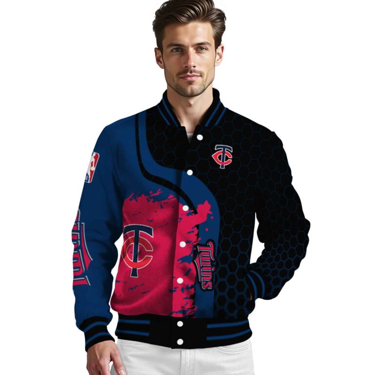 minnesota twins hexagonal pattern navy black jacket high quality