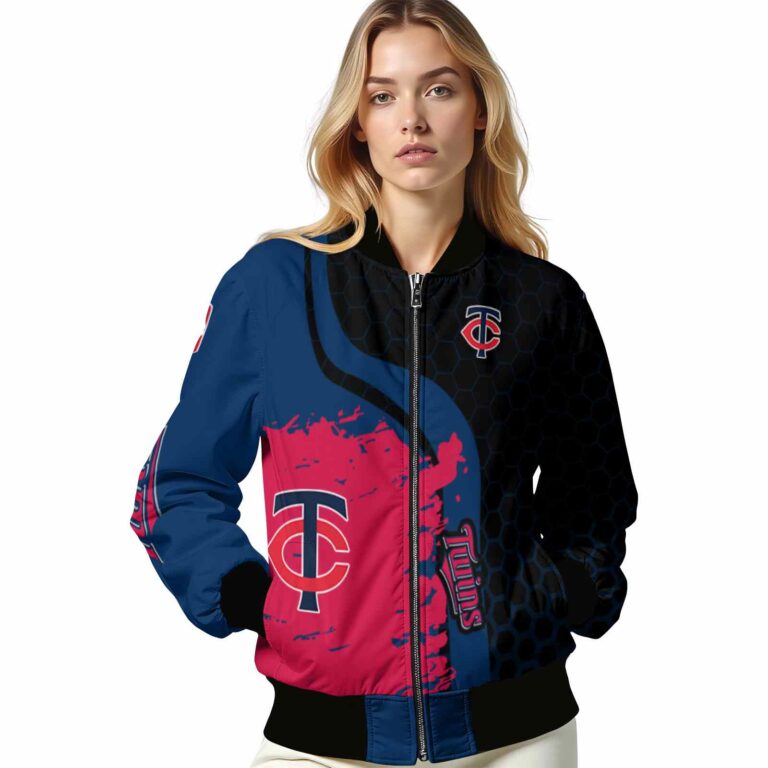 minnesota twins hexagonal pattern navy black jacket latest model