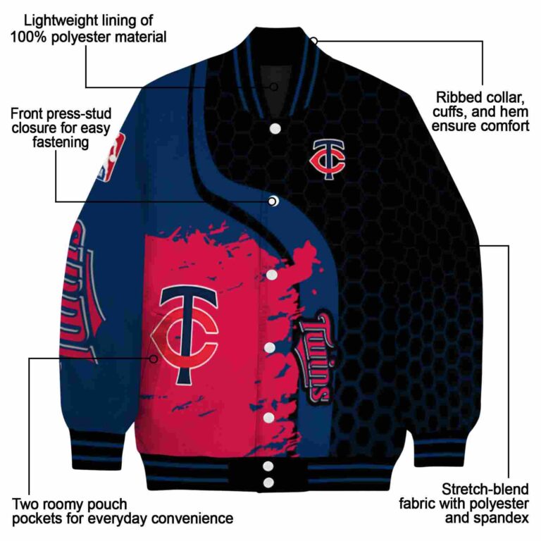 minnesota twins hexagonal pattern navy black jacket new arrival