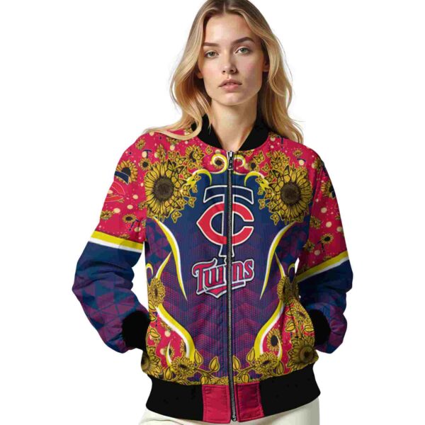 minnesota twins sunflower bloom navy yellow jacket latest model