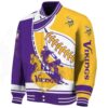 minnesota vikings baseball stitching gold white jacket best selling