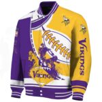 minnesota vikings baseball stitching gold white jacket best selling