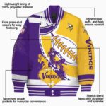 minnesota vikings baseball stitching gold white jacket best selling