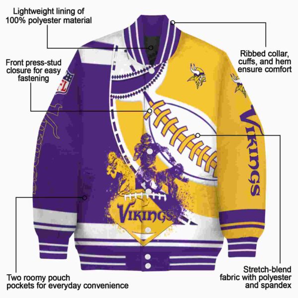 minnesota vikings baseball stitching gold white jacket new arrival