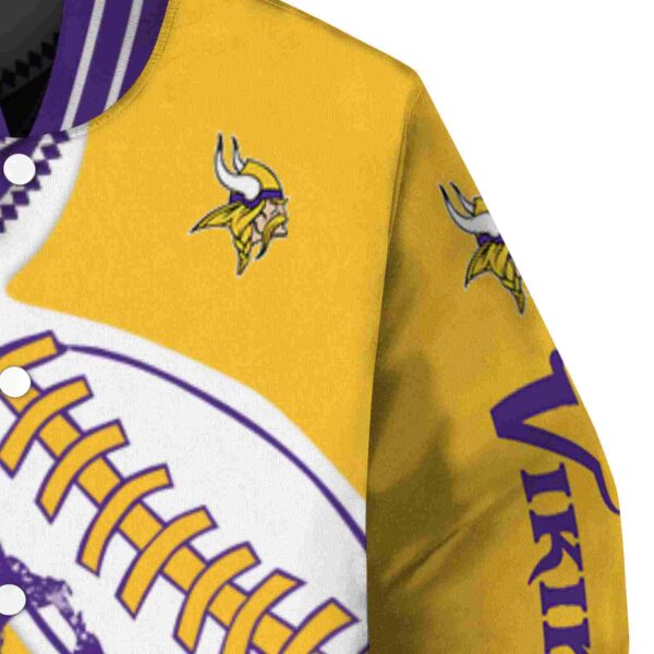 minnesota vikings baseball stitching gold white jacket premium grade