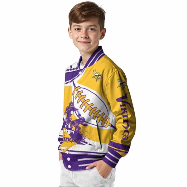 minnesota vikings baseball stitching gold white jacket trendy