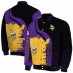 minnesota vikings hexagonal pattern purple black jacket best selling