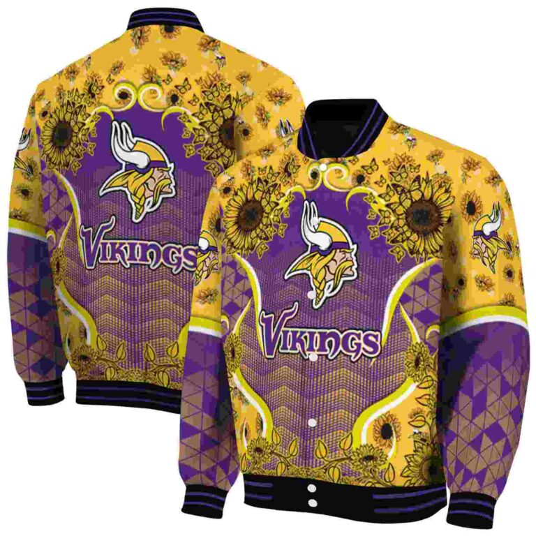minnesota vikings sunflower bloom purple yellow jacket fashion forward