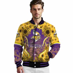 minnesota vikings sunflower bloom purple yellow jacket high quality