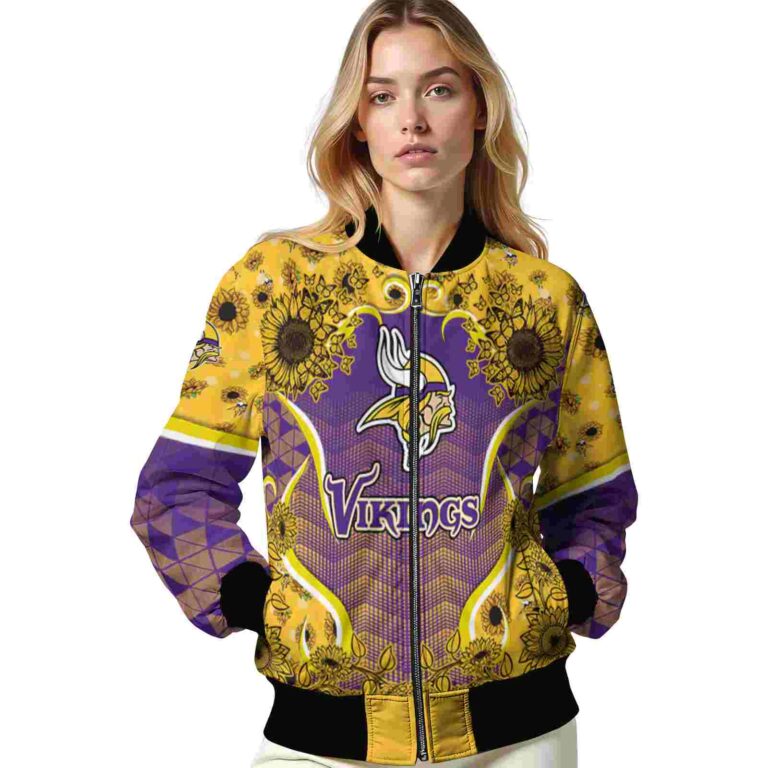 minnesota vikings sunflower bloom purple yellow jacket latest model