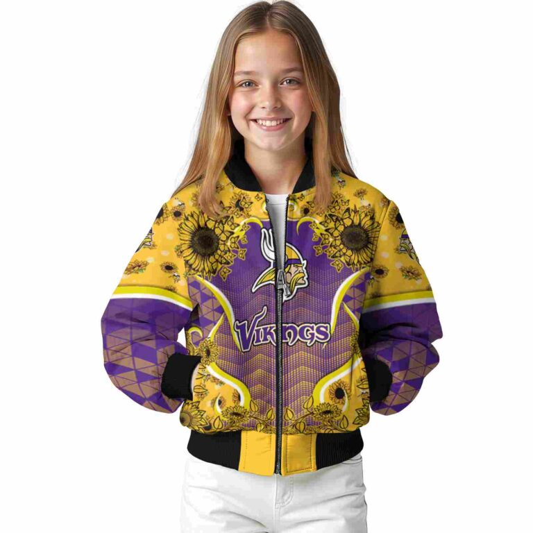 minnesota vikings sunflower bloom purple yellow jacket top rated
