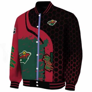 minnesota wild hexagonal pattern red black jacket best selling