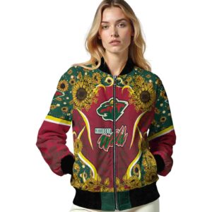 minnesota wild sunflower bloom red yellow jacket latest model