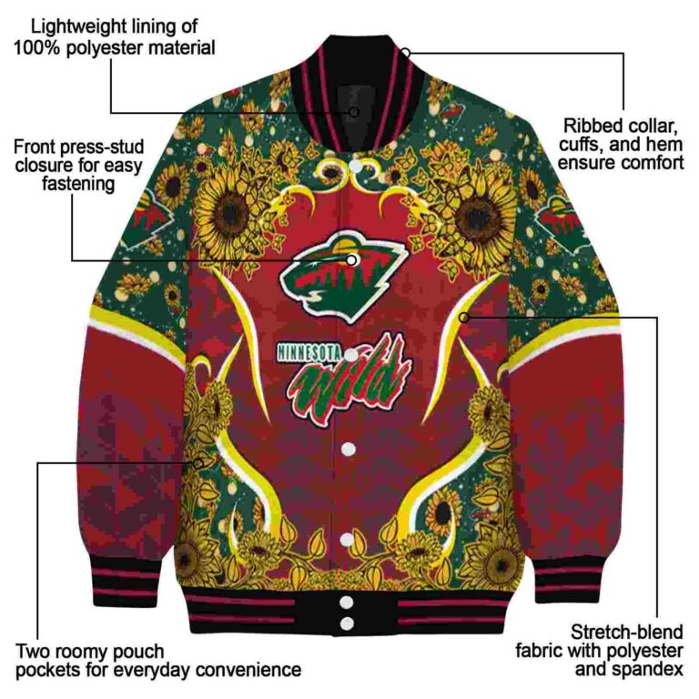 minnesota wild sunflower bloom red yellow jacket new arrival