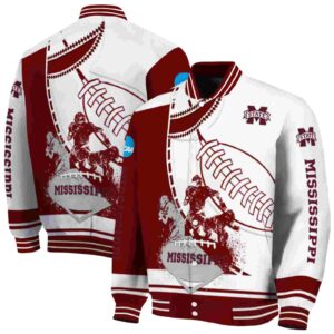 mississippi state bulldogs baseball stitching white jacket fashion forward