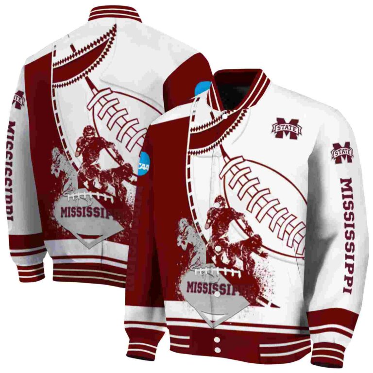 mississippi state bulldogs baseball stitching white jacket fashion forward