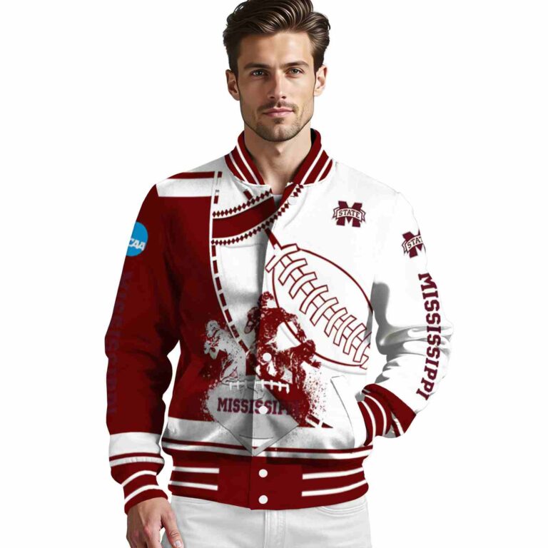 mississippi state bulldogs baseball stitching white jacket high quality