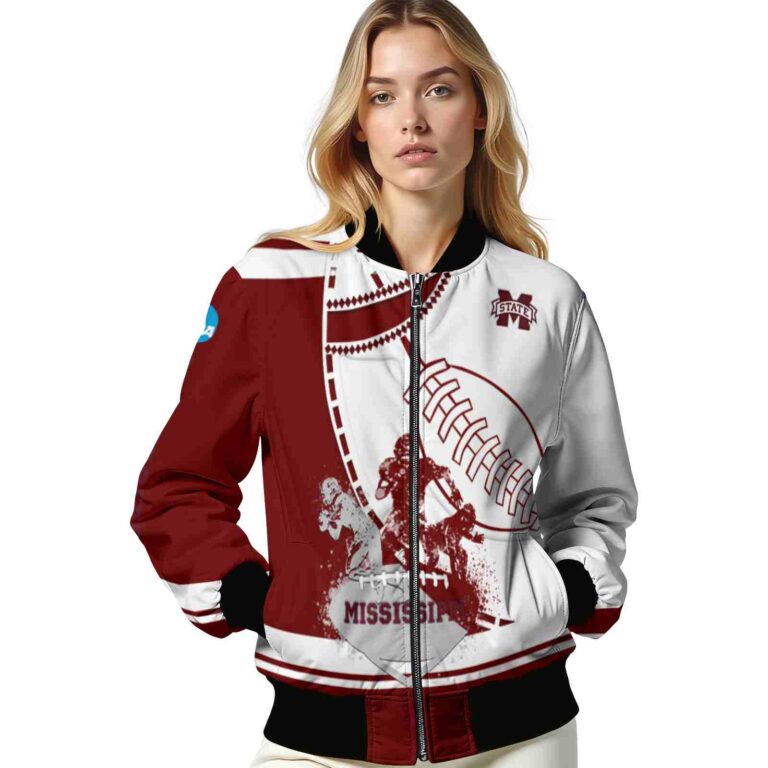 mississippi state bulldogs baseball stitching white jacket latest model