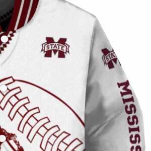 mississippi state bulldogs baseball stitching white jacket premium grade