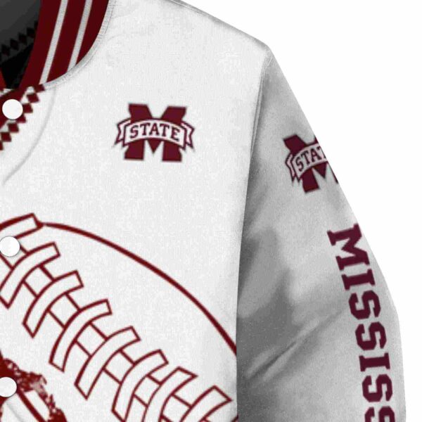 mississippi state bulldogs baseball stitching white jacket premium grade